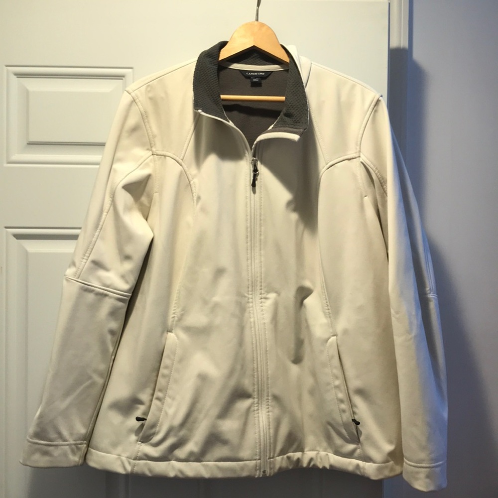 Lands End off white soft shell jacket